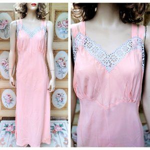 Vintage 1940's Biased Silky Nightgown - 40s Biased Gown Nightgown - 30s 40s